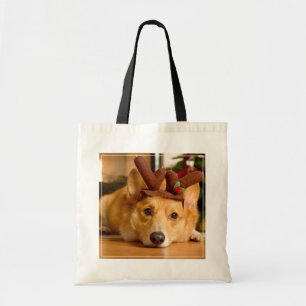 Niedliche Kleintiere   Corgi Christmas Reindeer Tragetasche