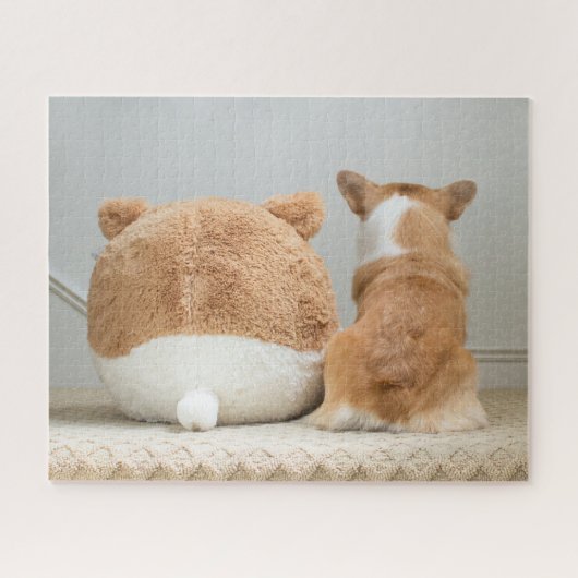 Niedliche Kleintiere | Corgi & Plush Puppy Puzzle (Horizontal)
