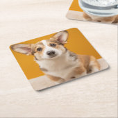 Niedliche Kleintiere | Corgi Portrait auf Orange Rechteckiger Pappuntersetzer (angewinkelt)