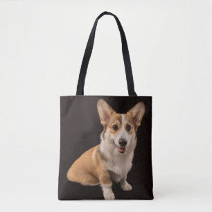 Niedliche Kleintiere Corgi-Portrait auf Schwarz Tasche
