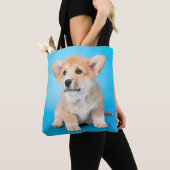 Niedliche Kleintiere | Corgi Puppy auf blau Tasche (Von Nahem)