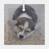 Niedliche Kleintiere | Corgi Puppy auf Shag Rug Ornament Aus Glas (Vorderseite)