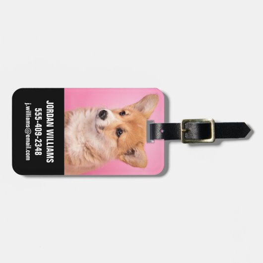 Niedliche Kleintiere | Corgi Puppy in Pink Gepäckanhänger (Vorderseite horizontal)