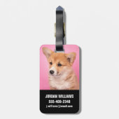 Niedliche Kleintiere | Corgi Puppy in Pink Gepäckanhänger (Rückseite vertikal)