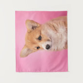 Niedliche Kleintiere | Corgi Puppy in Pink Wandteppich (Vorderseite)