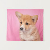 Niedliche Kleintiere | Corgi Puppy in Pink Wandteppich (Vorderseite (Horizontal))