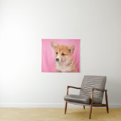 Niedliche Kleintiere | Corgi Puppy in Pink Wandteppich (Beispiel (Horizontal))