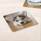 Niedliche Kleintiere | Corgi Puppy Looking Rechteckiger Pappuntersetzer (angewinkelt)