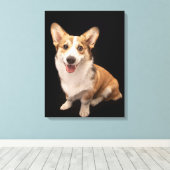 Niedliche Kleintiere | Corgi Puppy Smile Leinwanddruck (Insitu (Holzboden))