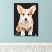 Niedliche Kleintiere | Corgi Puppy Stehend Tal Leinwanddruck (Insitu (Holzboden))