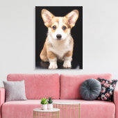 Niedliche Kleintiere | Corgi Puppy Stehend Tal Leinwanddruck (Insitu (Wohnzimmer))