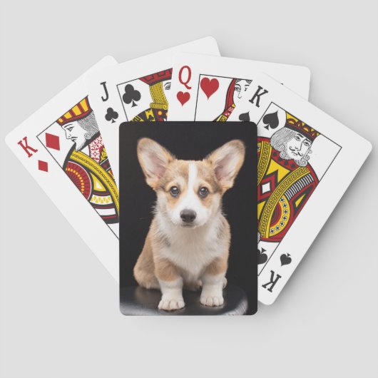 Niedliche Kleintiere | Corgi Puppy Stehend Tal Spielkarten (Rückseite)