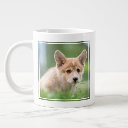 Niedliche Kleintiere | Corgi Welpe im Garten Jumbo-Tasse (Links)