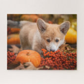 Niedliche Kleintiere | Corgi Welpe im Herbst Puzzle (Horizontal)