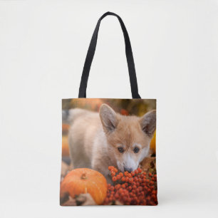 Niedliche Kleintiere Corgi Welpe im Herbst Tasche