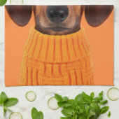 Niedliche Kleintiere | Dackel Orange Sweater Geschirrtuch (Gefaltet)