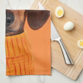 Niedliche Kleintiere | Dackel Orange Sweater Geschirrtuch (Viertel Falte)