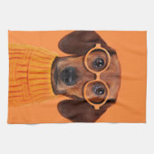 Niedliche Kleintiere | Dackel Orange Sweater Geschirrtuch (Horizontal)