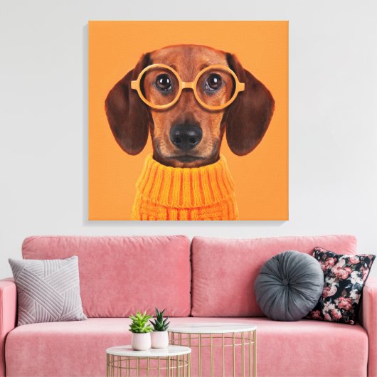 Niedliche Kleintiere | Dackel Orange Sweater Leinwanddruck (Insitu (Wohnzimmer))
