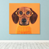 Niedliche Kleintiere | Dackel Orange Sweater Leinwanddruck (Insitu (Holzboden))