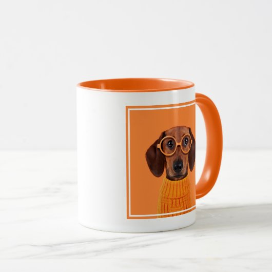 Niedliche Kleintiere | Dackel Orange Sweater Tasse (VorderseiteRechts)