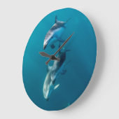 Niedliche Kleintiere | Dolphin-Familie Große Wanduhr (Winkel)