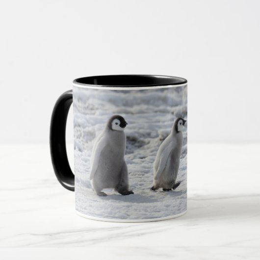 Niedliche Kleintiere | Drei Kaiserpinguin - Chicks Tasse (Vorderseite Links)