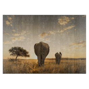 Niedliche Kleintiere Elephant Calf & Mother Schneidebrett