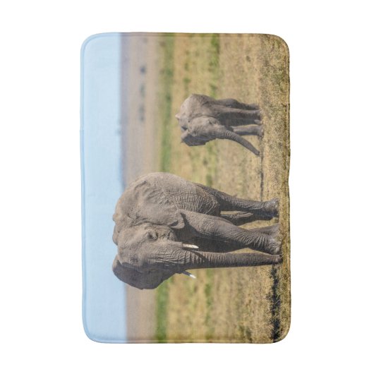 Niedliche Kleintiere | Elephant Mother & Baby Badematte (Vorderseite Vertikal)