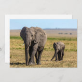Niedliche Kleintiere | Elephant Mother & Baby Dankeskarte (Vorne/Hinten)