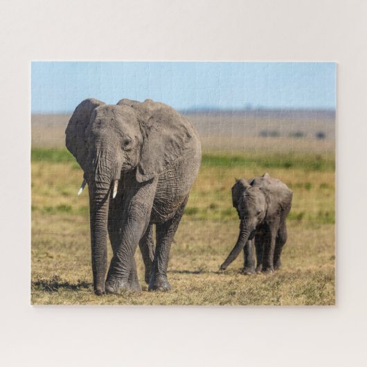 Niedliche Kleintiere | Elephant Mother & Baby Puzzle (Horizontal)