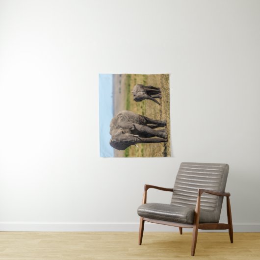 Niedliche Kleintiere | Elephant Mother & Baby Wandteppich (Beispiel)