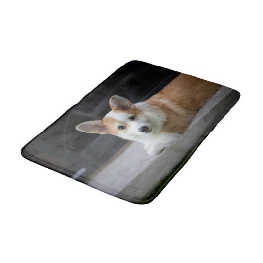 Niedliche Kleintiere | Entspannende Corgi Welpe Badematte (Schrägansicht)
