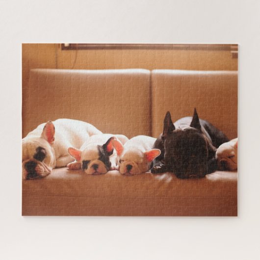 Niedliche Kleintiere | Französische Bulldog-Famili Puzzle (Horizontal)