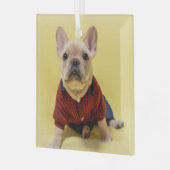 Niedliche Kleintiere | Französischer Bulldog Dress Ornament Aus Glas (Vorderseite links)