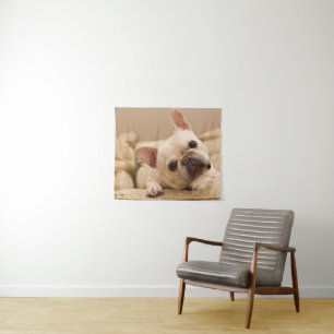 Niedliche Kleintiere French Bulldog Head Tilt Wandteppich