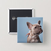 Niedliche Kleintiere | French Bulldog Pink Bow Button (Vorne & Hinten)