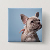 Niedliche Kleintiere | French Bulldog Pink Bow Button (Vorderseite)