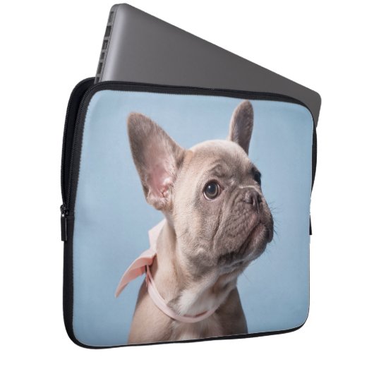 Niedliche Kleintiere | French Bulldog Pink Bow Laptopschutzhülle (Vorne Rechts)