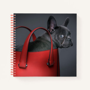 Niedliche Kleintiere   French Bulldog Red Hand Bag Notizblock