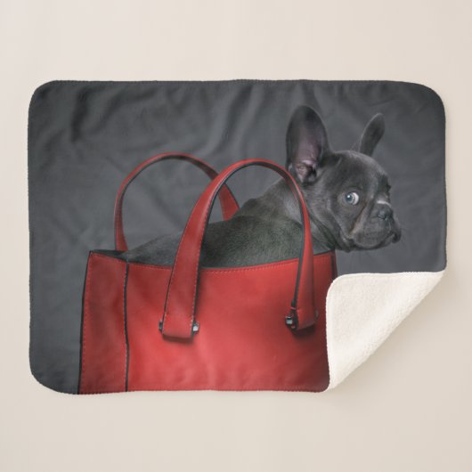 Niedliche Kleintiere | French Bulldog Red Hand Bag Sherpadecke (Vorderseite (Horizontal))