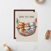 Niedliche Kleintiere fügen Text hinzu Mitteilungskarte (Vorderseite/Rückseite Beispiel)