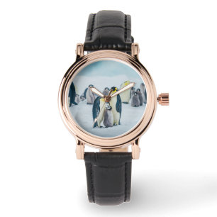 Niedliche Kleintiere   Fütternd Baby Pinguin Armbanduhr