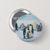 Niedliche Kleintiere | Fütternd Baby Pinguin Button (Vorne & Hinten)