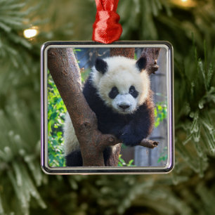Niedliche Kleintiere Giant Panda Cub Ornament Aus Metall