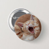 Niedliche Kleintiere | Ginger Kitten Yawning Button (Vorne & Hinten)