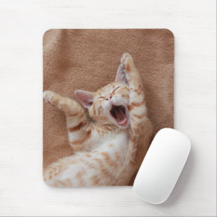 Niedliche Kleintiere   Ginger Kitten Yawning Mousepad