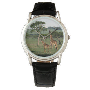 Niedliche Kleintiere Giraffe Calf & Mama Armbanduhr