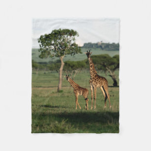 Niedliche Kleintiere   Giraffe Calf & Mama Fleecedecke