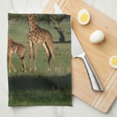 Niedliche Kleintiere | Giraffe Calf & Mama Geschirrtuch (Viertel Falte)